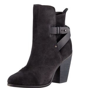Rag & Bone • Kinsey suede ankle boot heeled bootie moto celeb 39B dark brown